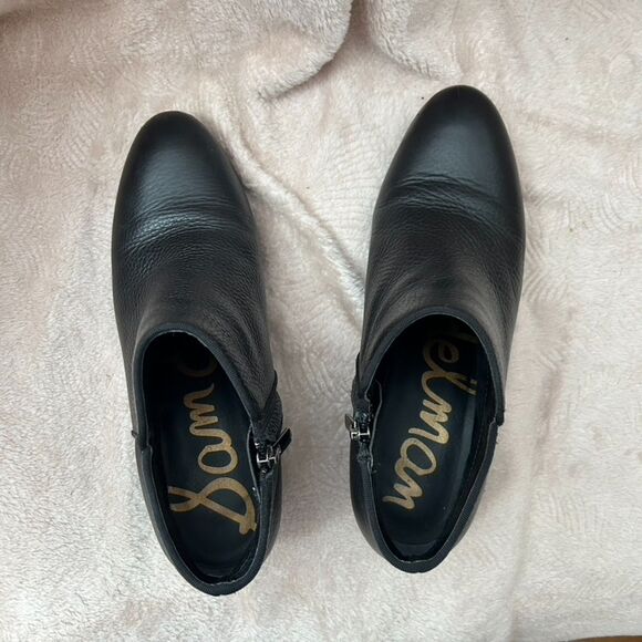 Sam Edelman Black Leather Heeled Ankle Boots - Picture 10 of 13